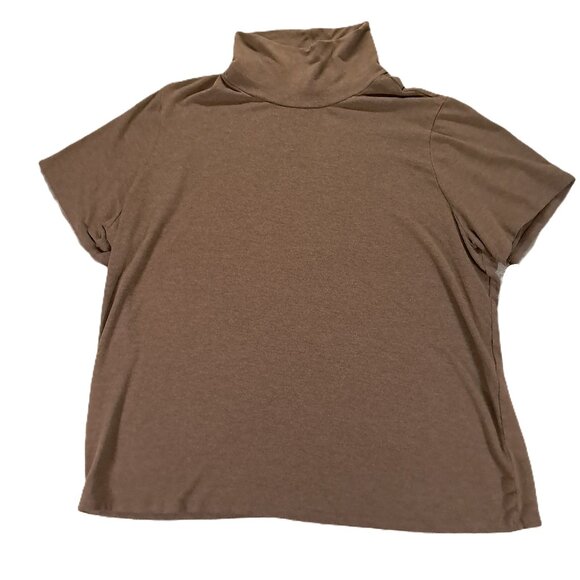Lauren Ralph Lauren Turtleneck Women 2X Brown Short Sleeve Pullover Stretch - Picture 1 of 7
